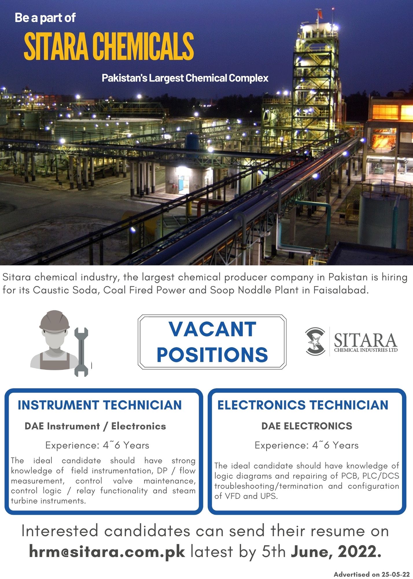 Instrument Technician & Electronics Technician Sitara Chemical
